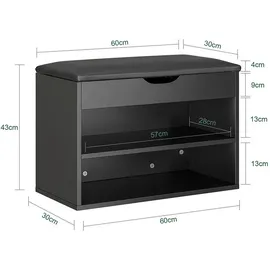 SoBuy Schuhbank 30 x 43 x 60 cm schwarz