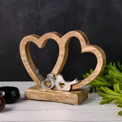 Dekofigur Herz Amour -2- Holz Aluminium Handarbeit romantisch H 22cm