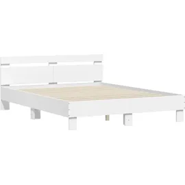 vidaXL Bettgestell mit Kopfteil LED-Beleuchtung Weiß 140x200 cm