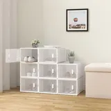Famanu Schuhboxen Transparent, 8 Stück Aufbewahrungsboxen für Schuhe, Stapelbar und Faltbar, Kunststoff, 25x19x35 cm