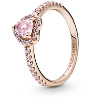 Pandora ROSE Timeless Ring "funkelndes Herz" 14k rosévergoldet, rosa Kristall, Zirkonia 188421C04 54