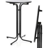 Wiltec Toboli klappbarer Bistrotisch in Schwarz Ø80cm runder Stehtisch Indoor/Outdoor Klapptisch 110cm hoch