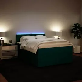 vidaXL Boxspringbett 140 x 200 cm Dunkelgrün