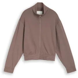 Tom Tailor Mädchen Sweatjacke mit Stehkragen, braun, Uni, Gr. 140