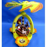 Große Teelicht - Osterpyramide mit Hasen farbig 30cm- Handarbeit aus dem Erzgebirge