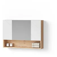 Livinity® Badspiegelschrank, Weiß Hochglanz/Goldkraft Eiche, 80.1 x 55 cm