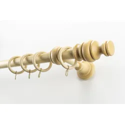 Gardinenstange GARESA "BAROCK", beige (natur), L:110cm Ø:35mm, Holz, Gardinenstangen, rustikale Vorhanggarnitur Holz, verlängerbar, mit Ringe/2 Lauf Gleiter