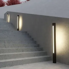 LUCANDE LED Außenleuchte Tomas 75 cm, dunkelgrau, IP54 - Silber/Grau