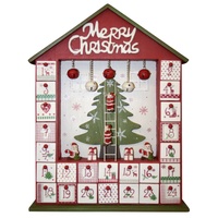 Kalender Weihanchten Adventskalender Haus ungefüllt  "Merry Christmas" aus Holz