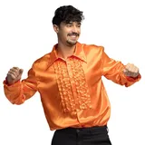 Boland - Disco Hemd mit Rüschen, Orange, für Herren, Kostüm, Party Shirt, Schlagermove, 70er Jahre, Mottoparty, Karneval