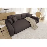 s-style möbel Emma - Sofa mit Schlaffunktion und Bettkasten in Dunkelbraun Cord-Stoff schöner Sitzkomfort