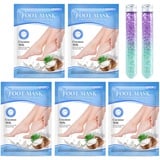 Fußmaske, 5 Paar Rose Fuß Peeling Maske, 2 Badesalz, Hornhaut entfernen fuß Maske, Fußmaske Socken Feuchtigkeitspendende für Trockene und Rissige Füße, Foot Spa für Männer und Frauen