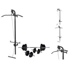 vidaXL Fitnessstation Wandmontage mit Lang- und Kurzhantel-Set 60,5 kg