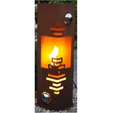 JH-Metalldesign Feuersäule Modern Edelrost Rost Metall Gartendeko Garten Stele Fackel Feuer Säule