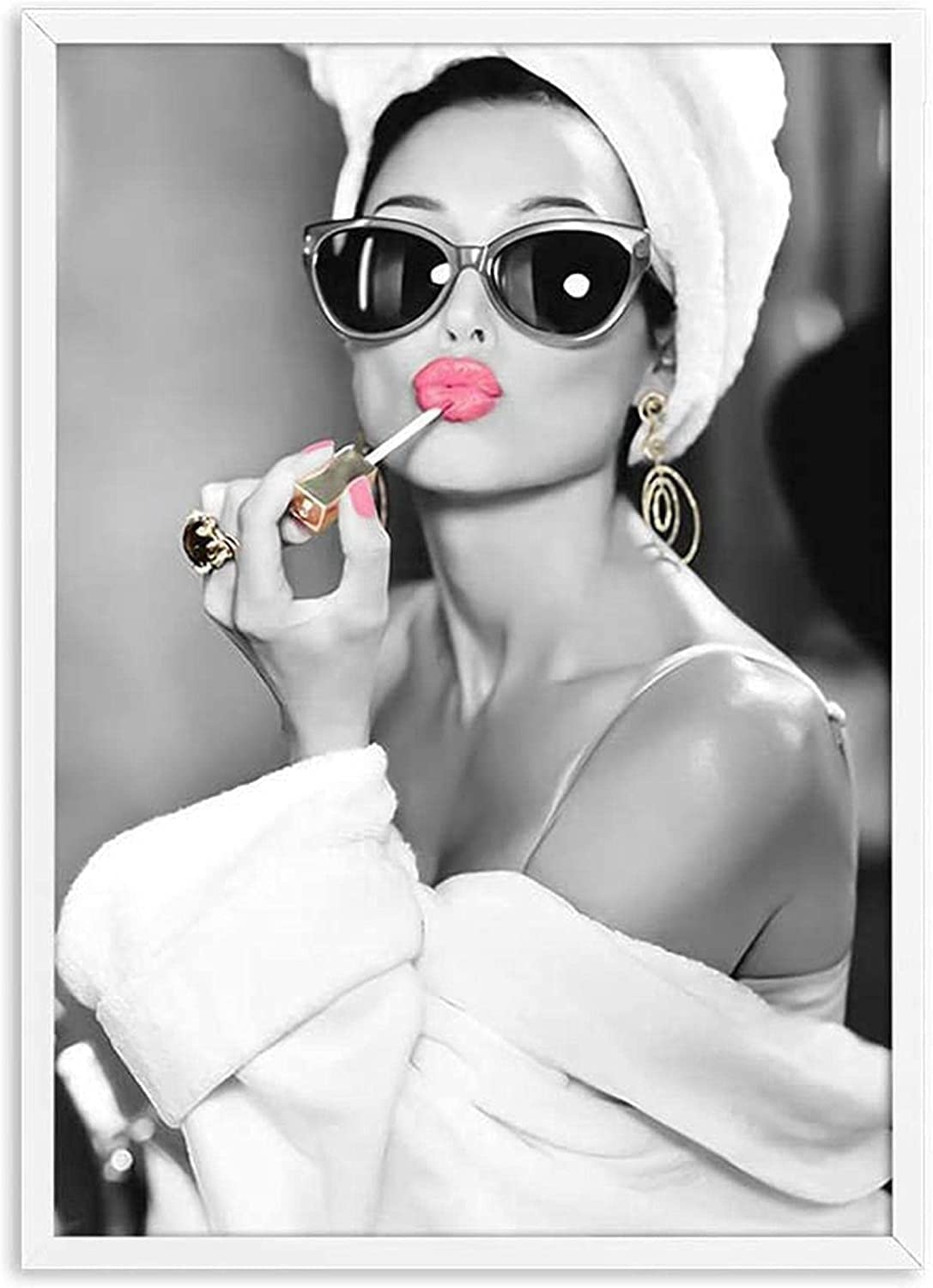 Klassische Kunst Audrey Hepburn Porträt Make-up Leinwanddruck Poster Wohnzimmer Wanddekoration sexy Schönheit Frau Audrey Hepburn Bild Gemälde Kunstwerk, ungerahmt,70x90cm
