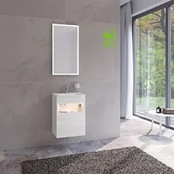 Keuco Stageline Waschtisch-Unterschrank 32822300101 Dekor weiß, Glas weiß klar, 46x62,5x38cm, mit Elektrik, links