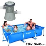 INTEX Schwimmbecken Komplett Set Family Swimming Pool Rechteck Frame + Poolpumpe