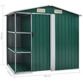 vidaXL Geräteschuppen mit Regal 2,05 x 1,30 m grün