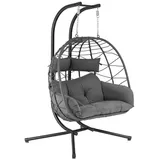 Juskys Polyrattan Doppelhängesessel Aria Grau