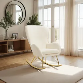 Tectake Schaukelstuhl Creme, Gold, Kunststoff, 70x100x93 cm, Wohnzimmer, Sessel, Schaukelstühle