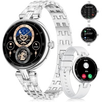 Smartwatch für Damen, Bluetooth-Anrufe Smartwatch (1,32 Zoll, Andriod iOS), mit IP67 wasserdichter Uhr SpO2, Sportuhr, Aktivitäts-Tracker (Silber)