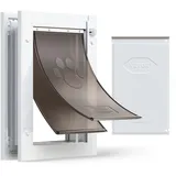 Vevor Hundeklappe (Mittelgroß) mit Doppelmagnetklappen & Metallrahmen, Wetterfeste Katzenklappe für Innen- und Außentüren, Katzentür Hundetür Haustierklappe Weiß 20,96 x 31,12 cm (Breite x Höhe)