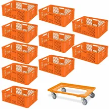 BRB-Lagertechnik Transportroller 10 Eurobehälter 600x400x240 mm orange