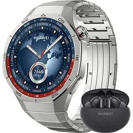 Huawei Watch GT 5 Pro 46 mm Titansilber Titan-Armband + FreeBuds 5i Bundle