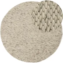 carpetfine Sina beige (dunkelbeige), H:14mm Ø:150cm, Wolle, Teppiche, grobe Struktur, Zeitloses Design, reine Wolle, Wohnzimmer