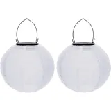Solar Lampions Außen Wetterfest Solar Lampions Weiß Papierlaterne LED Garten Laterne Solarlampiongs Hängende Garten Lampions Outdoor Gartenlaternen Papierlaterner Nylon Papier Laterne (30cm-2PCS/Weiß)