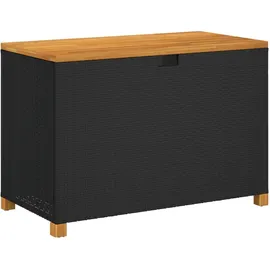 vidaXL Gartentruhe Schwarz 110x55x63 cm Poly Rattan Akazienholz