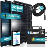 sunniva SUNNIVA® Balkonkraftwerk BIFACIAL Black Frame 3016/2000W Solaranlage mit Astro Energy Micro Wechselrichter Wifi Bluetooth, drosselbar, 5m Kabel