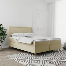 kaiser möbel Boxspringbett mit bettkasten matratze topper GOLDEN 140x200 cm Ecru - Beige