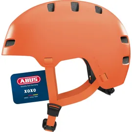 ABUS Fahrradhelm XOXO - Cityhelm im Skater-Look - Helm für Skateboard, Fahrrad, Scooter - mit optimiertem Kinnpolster - für Jugendliche und Erwachsene - Größe S, Mono orange