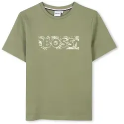 BOSS für Jungen. J52043 Grünes Kurzarm-T-Shirt (5años= 109cm), Lässig, Baumwolle, Kinderbekleidung