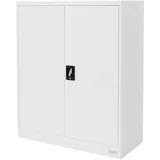 ML-Design Aktenschrank abschließbar, 90x40x109 cm, Weiß, Stahl, 3 höhenverstellbare Einlegeböden, Büroschrank mit 2 Türen,
