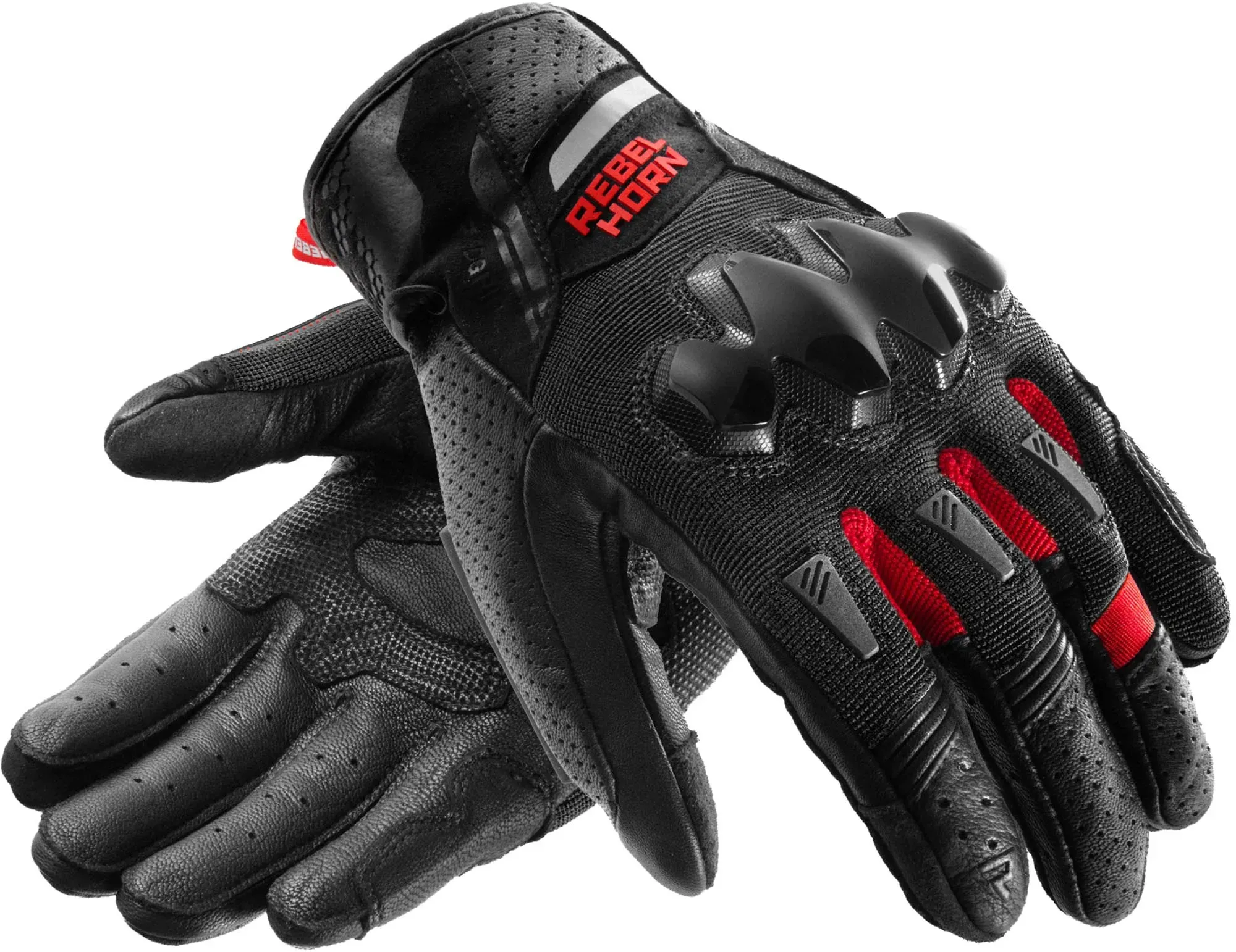 Rebelhorn Defender Motorrad Handschuhe, schwarz-rot, Größe XL für Männer