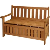 Gartenbank MCW-L68 mit Stauraum, Truhenbank Sitzbank Staufach Aufbewahrung, Outdoor Tanne Holz MVG 114cm, braun