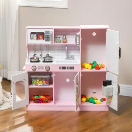 aiyaplay Kinderküche Spielküche mit Spielzeug Telefon, Kreidetafel, Mikrowelle