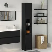 VidaXL Badschrank Schwarz Eiche 30x30x183,5 cm Holzwerkstoff