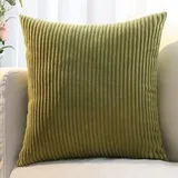 Kissenbezug 80x80, 2er Set,Sofa Kissenbezüge 65x65,Kord Zierkissenbezug Dekokissen Sofakissen Bezug Groß Kissenhülle Dekorative Weiche Zierkissenbezüge Kissen Bezug(Moss Green,80x80 cm)