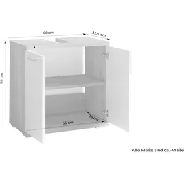 byLIVING Waschbeckenunterschrank Nebraska 60 x 59 cm Weiß Hochglanz