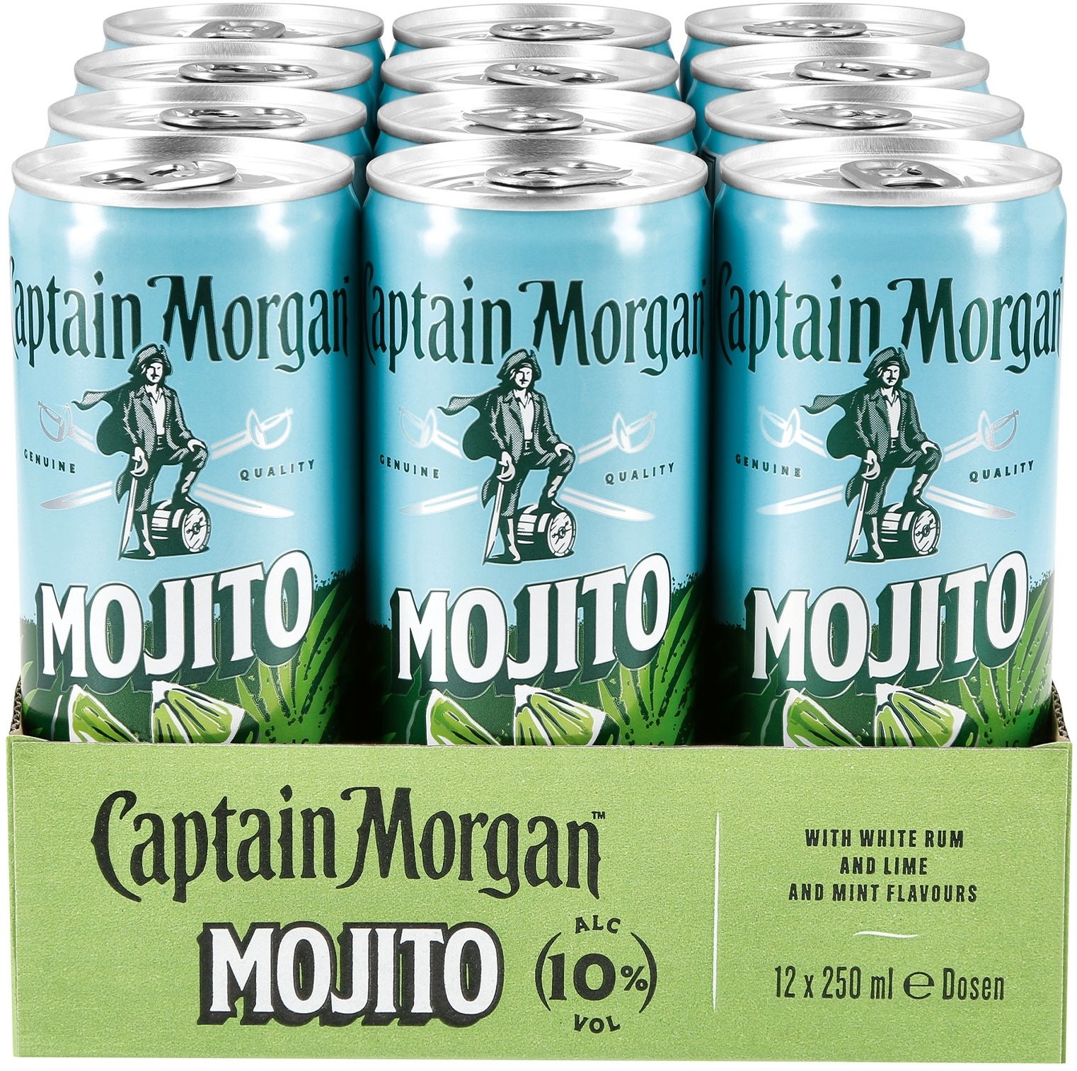 Captain Morgan White Mojito 10,0 % vol 0,25 Liter Dose, 12er Pack