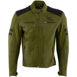 Rusty Stitches Jari Motorrad Lederjacke, schwarz-grün, Größe XL für Männer