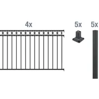 GAH Alberts Alberts Zaunkomplettset Circle, zum Aufschrauben matt-schwarz Höhe 100 cm Länge 8 m