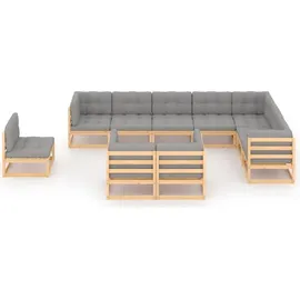 vidaXL Garten-Lounge-Set 10-tlg. natur/grau 3076864