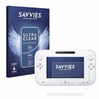 Savvies 6 Stück Schutzfolie für Nintendo Wii U GamePad (Controller) Displayschutz-Folie Ultra-Transparent
