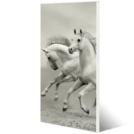 banjado Magnettafel 37x78cm Magnetwand Weiß Aus Metall Magnetpinnwand Pinnwand Inkl. 4 Magnete Motiv Wilde Pferde Sw
