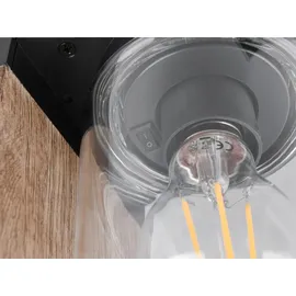 meine wunschleuchte Laterne schwarz Holzoptik 65 cm 1x E27 LED wechselbar