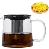 Premium Teekanne Glas, Hitzebeständig Glaskanne mit Deckel 1150 ml, Teekanne aus Glas mit Siebaufsatz, Teapot Tea Maker mit Edelstahl Filter Sieb Ideal zur Zubereitung von Losen Tees